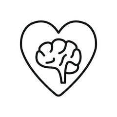 Brain with heart World Health Day icon represents the balance of mental and emotional well-being, perfect for health awareness designs, wellness campaigns, and medical illustrations.