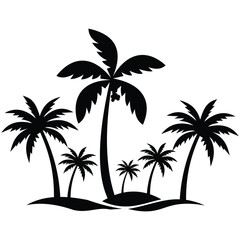 Coconut tree vector icon. Silhouette of coconut tree icon  vector. Summer fruit of coconut. Nature green tropical plants. Vector illustration.
