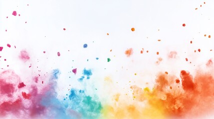 Obraz premium Colorful powder explosion, white background, festive event, design element