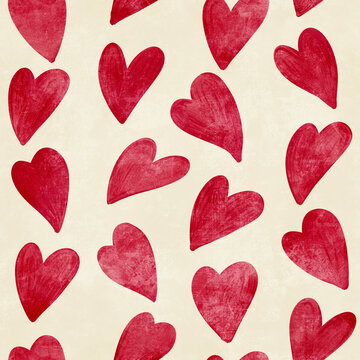 Hand drawn hearts repeat pattern