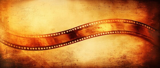 A vintage film strip on a textured golden background, evoking nostalgia and the history of cinema.