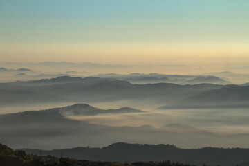 Light morning fog over the mountains