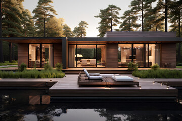 Fototapeta premium Design a Minimalist One-Story House Featuring Clean Lines