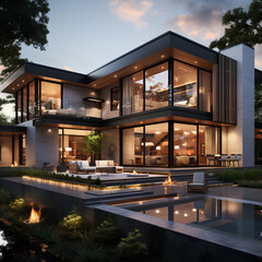 Fototapeta premium Eyecatching rendering of a Modern Texas Luxury Home 1