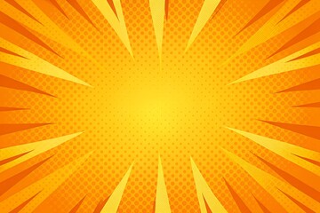 Comic book style orange background with halftone pattern and dynamic radial burst effect for graphic design