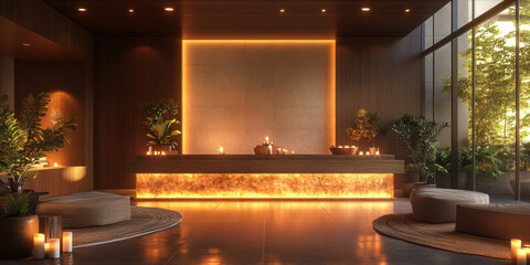 Relaxing wellness retreat spa room interior design modern environment serene viewpoint tranquility concept for seo impact