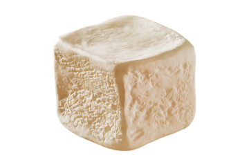A Single Cube of Delicate Turkish Delight Candy Isolated, Transparent Background, Cutout, No Shadows, PNG Clipart
