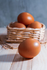 Raw Chicken Eggs in a Natural Arrangement..