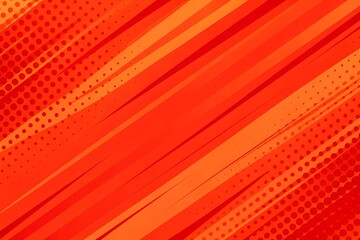 Dynamic orange comic book background with halftone dots and diagonal speed lines pattern design