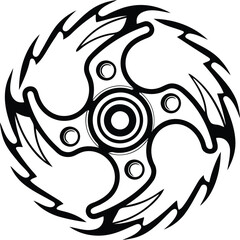 Stylish Metal fidget spinner toy line art isolated vector art, Metal fidget spinner toy silhouette vector illustration