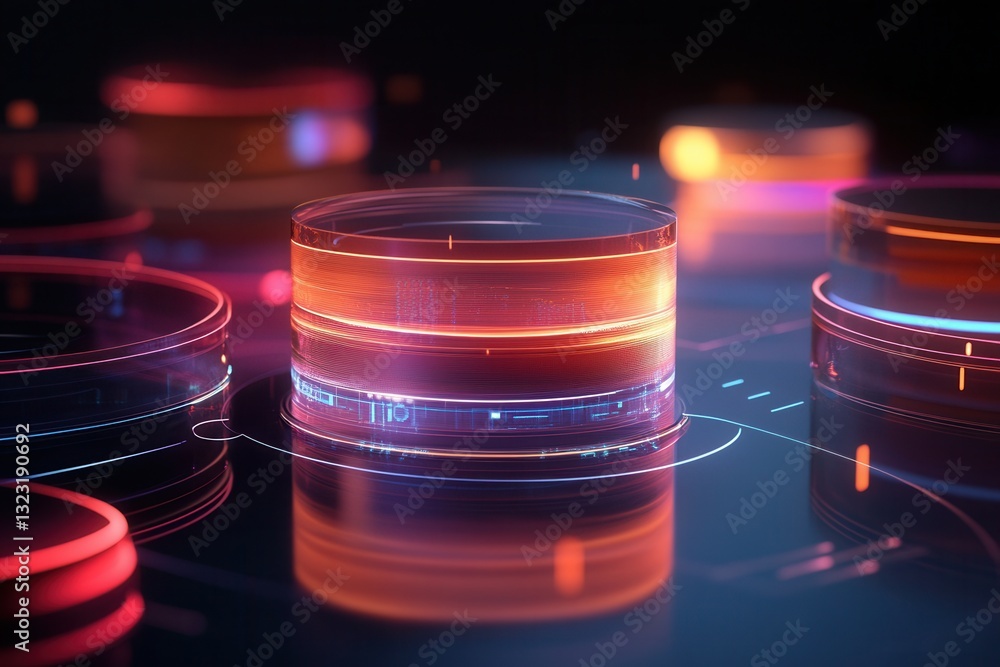 Leinwandbilder futuristic digital interface featuring holographic layers and augmented reality elements for innovat