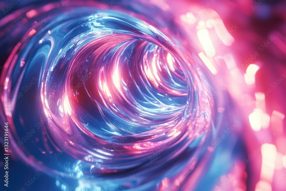 Aufkleber abstract swirling vortex of vibrant pink and blue neon light, creating a mesmerizing tunnel effect.