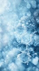 Intricate molecular structures illuminated amidst soft blue gradients in a scientific exploration
