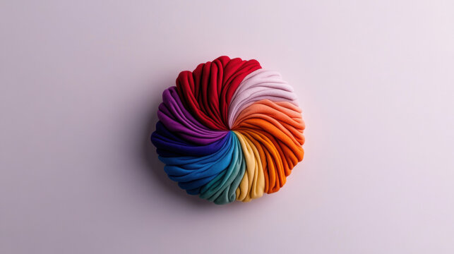 Vibrant rainbow colored scarf displayed against a white background inspiring creative thinking and planning