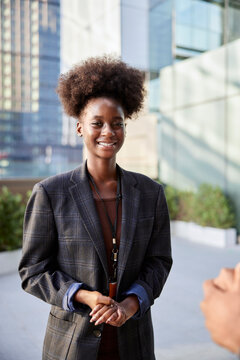 Intern smiling at work