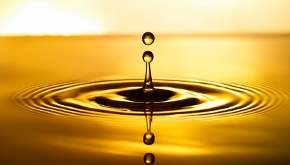 yellow drop oil liquid gold oil drop ripple background