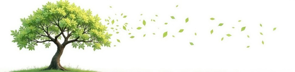 Obraz premium Tree isolated on white background with branches and leaves, branch, still life, simplicity