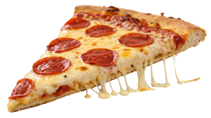 Cheesy Pepperoni Pizza Slice Transparent PNG Isolated Background