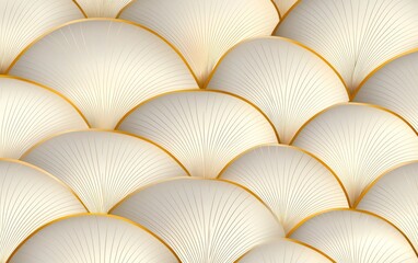 Seamless elegant gold-outlined geometric motifs on soft ivory, refined high-end Art Deco pattern, sophisticated ornamental elegance