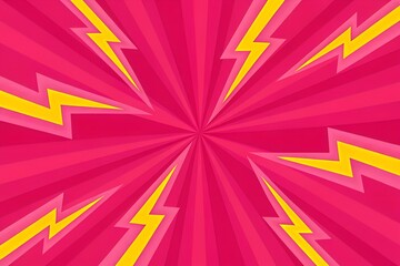 Retro comic book background with bursting rays and lightning bolts for dynamic presentation