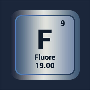 Fluore F icon. Number Nine. Mass 19.00 detail. Vector Background.