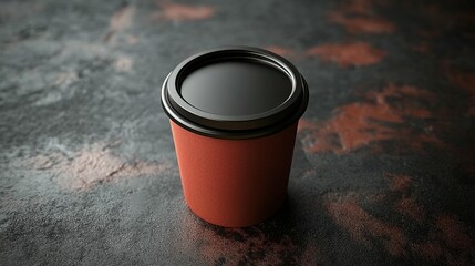 Red Paper Cup with Black Lid