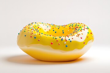 Delicious Yellow Glazed Donut with Sprinkles 3D Render of Sweet Treat