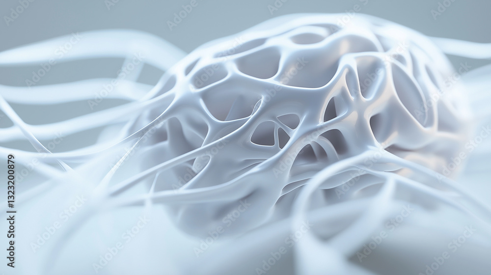 Poster digital representation of a human brain connected to a network with glowing neural connections.