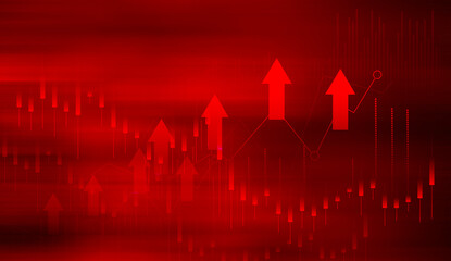 Stock market graph trading analysis investment financial In red, stock exchange financial or forex...