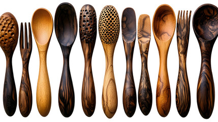 Collection of Handcrafted Wooden Spoons and Utensils