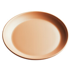 A simple, round, clay-colored plate designed for serving food.