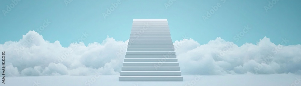 Poster a massive staircase ascending into the sky, seamlessly looping back to the ground, creating an infin