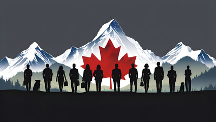 Happy Labor Day, Silhouette of Labor with Canadian Labor, Canadian Labor Day Concept, Generative Ai