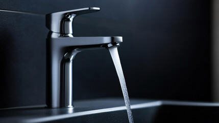 Touchless faucet demonstrating water flowing freely in a stylish home setting showcasing modern technology and design