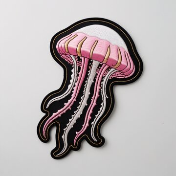 Jellyfish patch for additional decoration in delicate work with high embroidery details.