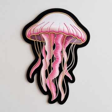 Jellyfish patch for additional decoration in delicate work with high embroidery details.