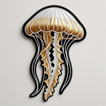 Jellyfish patch for additional decoration in delicate work with high embroidery details.