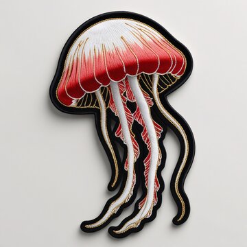 Jellyfish patch for additional decoration in delicate work with high embroidery details.