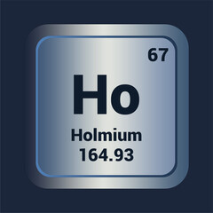 Holmium Ho icon. Number Sixty Seven. Mass 164.93 detail. Vector Background