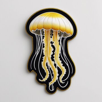 Jellyfish patch for additional decoration in delicate work with high embroidery details.