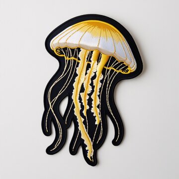 Jellyfish patch for additional decoration in delicate work with high embroidery details.