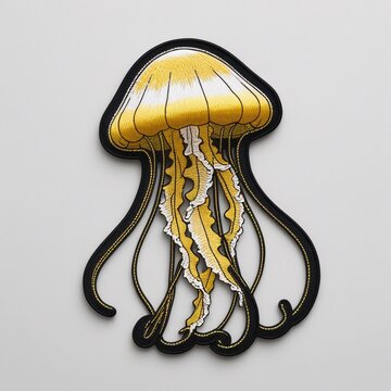 Jellyfish patch for additional decoration in delicate work with high embroidery details.