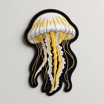 Jellyfish patch for additional decoration in delicate work with high embroidery details.