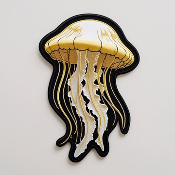Jellyfish patch for additional decoration in delicate work with high embroidery details.