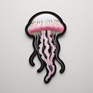 Jellyfish patch for additional decoration in delicate work with high embroidery details.