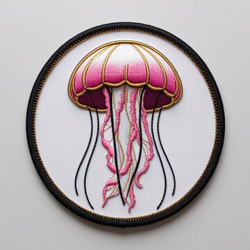 Jellyfish patch for additional decoration in delicate work with high embroidery details.