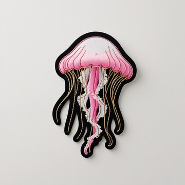 Jellyfish patch for additional decoration in delicate work with high embroidery details.