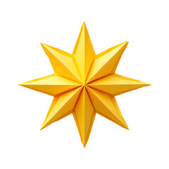 Fototapeta premium Origami Yellow Star on transparent background, Decor , Geometric Shape , Creative Art Illustration on a transparent background