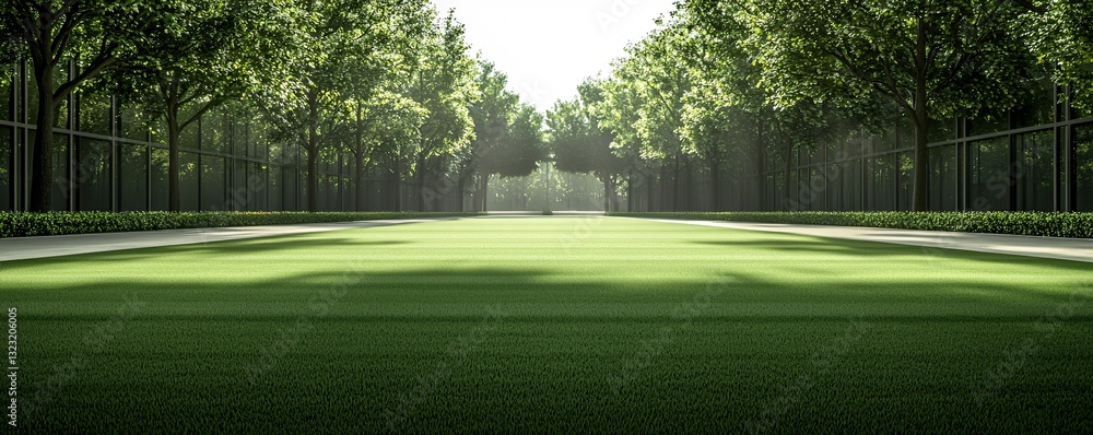 Poster a park where shadows of trees donâ€™t match their real shapes, creating an eerie yet fascinating opt