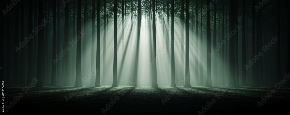 Poster a park where shadows of trees donâ€™t match their real shapes, creating an eerie yet fascinating opt